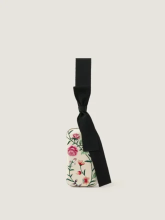 Aftenclutch med blomsterbroderier og sløjfe