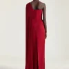 asymmetrisk aftenkjole i crepe cady asymmetrisk aftenkjole i crepe cady