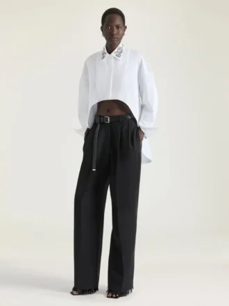 Asymmetrisk skjorte i poplin med pailletter