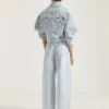 Back-to-front-kokonjakke i lyseblåt denim Back-to-front-kokonjakke i lyseblåt denim