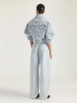 Back-to-front-kokonjakke i lyseblåt denim
