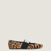Ballerinasko med skåret firkantet snit i ponylæder med leopardmønster Ballerinasko med skåret firkantet snit i ponylæder med leopardmønster