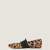 Ballerinasko med skåret firkantet snit i ponylæder med leopardmønster Ballerinasko med skåret firkantet snit i ponylæder med leopardmønster
