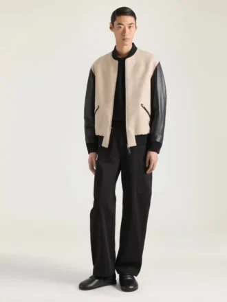 Blouson i blandede materialer med Givenchy Paris-broderi Blouson i blandede materialer med Givenchy Paris-broderi