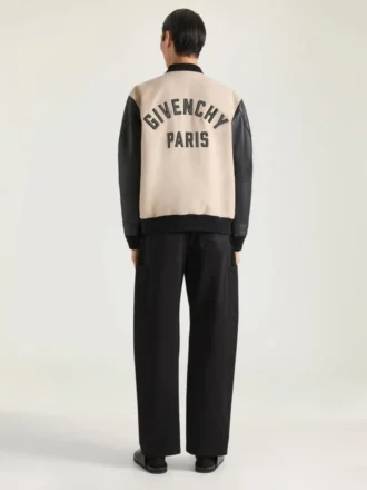 Blouson i blandede materialer med Givenchy Paris-broderi Blouson i blandede materialer med Givenchy Paris-broderi