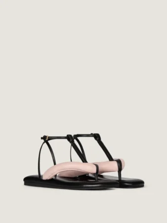 Boudoir-sandaler i to farver i nappalæder