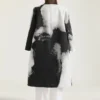 Car Coat i bomuld med portrætjacquard