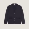 Cardigan i uld med grosgrain-detaljer