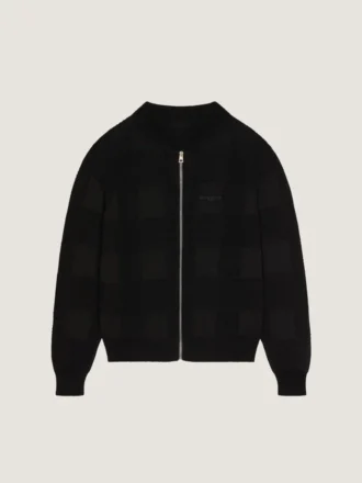 Cardigan med lynlås i bomuld, broderet med Givenchy Paris