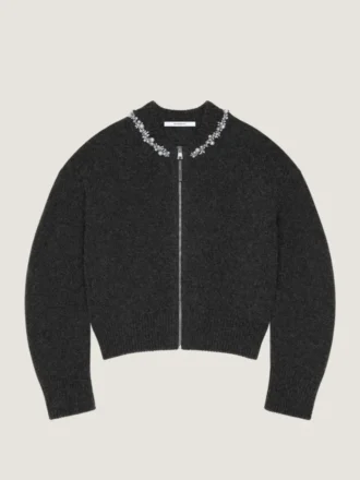 Cardigan med udsmykkede couture-sømme i alpaca- og yakuld