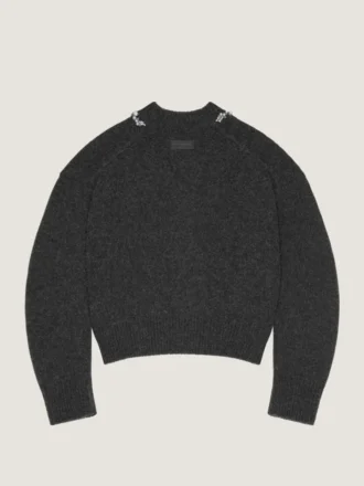Cardigan med udsmykkede couture-sømme i alpaca- og yakuld