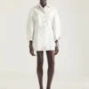 Cocoon-minikjole i hvid denim