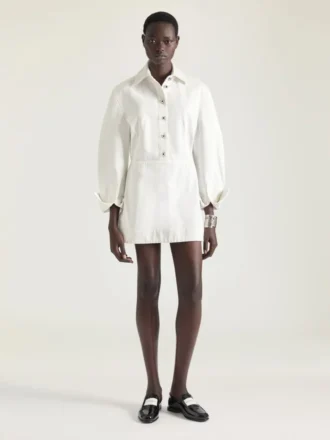 Cocoon-minikjole i hvid denim