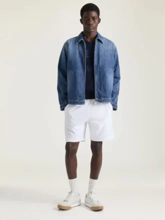 Couture-jakke med søm i mørkeblå denim