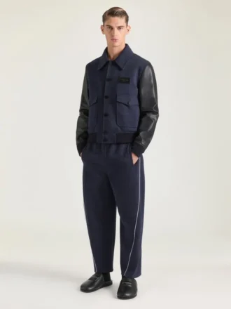 Aviator-blouson i blandede materialer