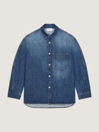 Couture-overskjorte med søm i mørkeblå denim