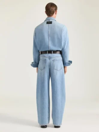 Couture-overshirt med sømme i lyseblåt denim
