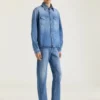 Couture-skjorte med søm i skyggevasket denim