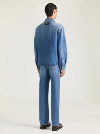 Couture-skjorte med søm i skyggevasket denim