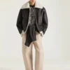 Couture-søm Aviator-blouson i læder og lammeskind