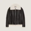 Couture-søm Aviator-blouson i læder og lammeskind