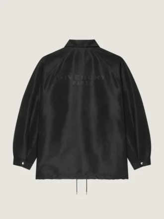 Couture-syet polyfaille-jakke med Givenchy Paris-patch