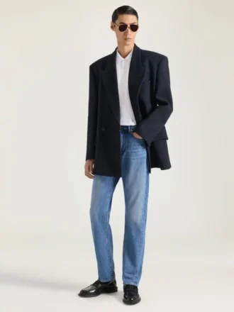 dekonstrueret jakke med spids revers i uld 1 330x440 - Couture Seam Straight Fit Shadow Washed Jeans