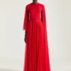 Draperet aftenkjole i chiffon med kappe