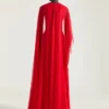 Draperet aftenkjole i chiffon med kappe