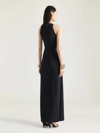Draperet halterneck-aftenkjole i crepe cady Draperet halterneck-aftenkjole i crepe cady