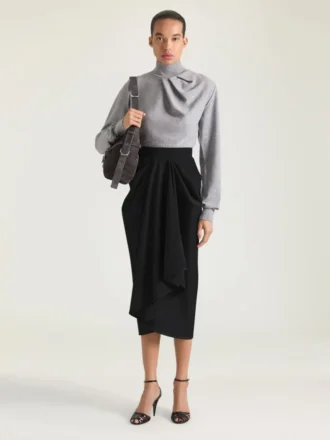 Draperet sweater i uld Draperet sweater i uld
