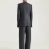 Enkeltradet, kraveløs, tætsiddende jakke i flannel Enkeltradet, kraveløs, tætsiddende jakke i flannel