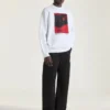 Fleece-sweatshirt med surrealistisk print