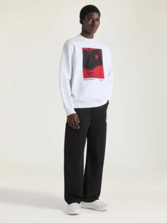 Fleece-sweatshirt med surrealistisk print