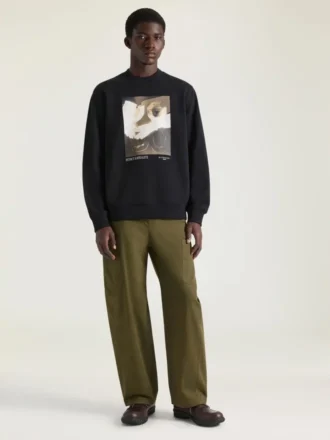 Fleece-sweatshirt med surrealistisk print