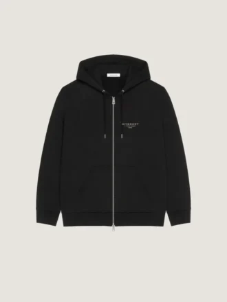 Hættetrøje i fleece med lynlås og Givenchy-stempelprint