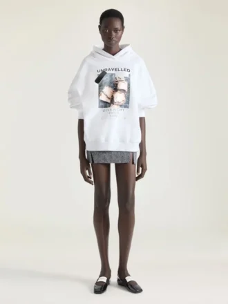 Hoodie-sweatshirt i fleece med arkivprint Hoodie-sweatshirt i fleece med arkivprint