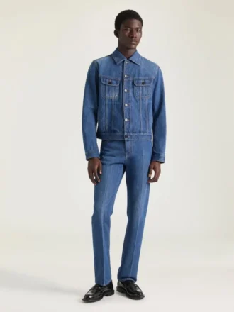 Jeans med lige pasform, shadow-vask og buksepresse