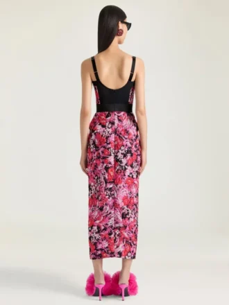 Kjole i blomstret jacquard