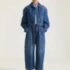 Medium blå cropped Cocoon Cargo-jeans