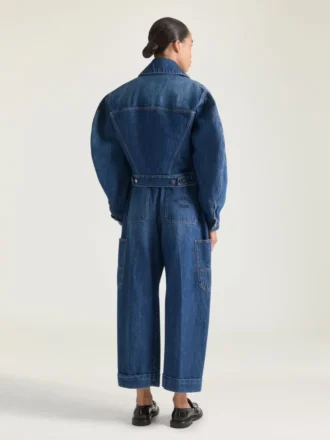 Medium blå cropped Cocoon Cargo-jeans