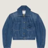 Kokongjakke i mellemblå denim