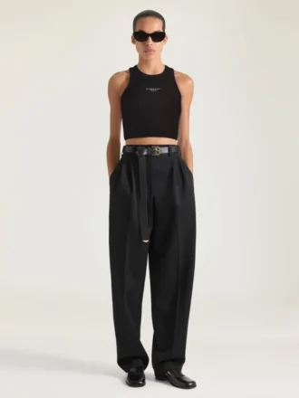 Kort tanktop i bomuld med Givenchy Paris-print Kort tanktop i bomuld med Givenchy Paris-print
