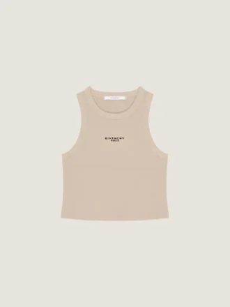 Kort tanktop i bomuld med Givenchy Paris-print Kort tanktop i bomuld med Givenchy Paris-print
