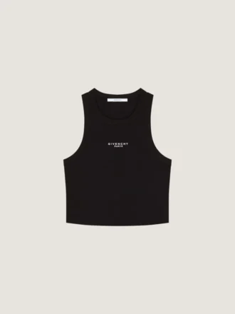 Kort tanktop i bomuld med Givenchy Paris-print Kort tanktop i bomuld med Givenchy Paris-print