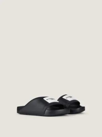 Label flade mule-sko i gummi
