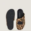 Label flade mule-sko i pony-effekt læder med leopardmønster