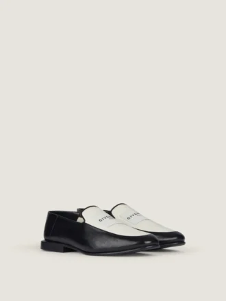 Label-loafers i læder og canvas Label-loafers i læder og canvas
