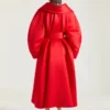 Lang cocoon-frakke i satin Lang cocoon-frakke i satin