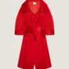 Lang cocoon-frakke i satin Lang cocoon-frakke i satin
